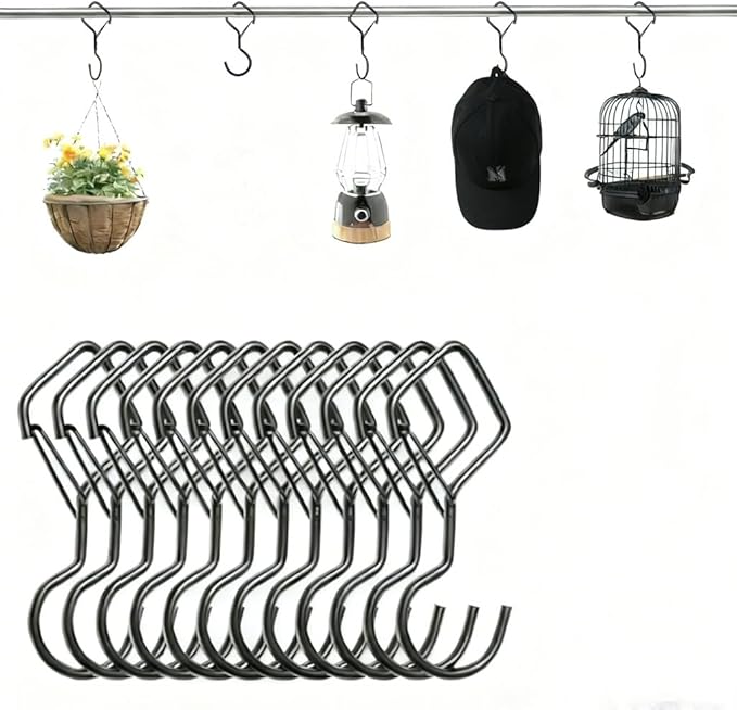Keoferlon Diamond Hooks Anti Drop 12 Pack S Utility Hooks Black Closet Hanging Clips Hanger for Shelves Purse Backpack