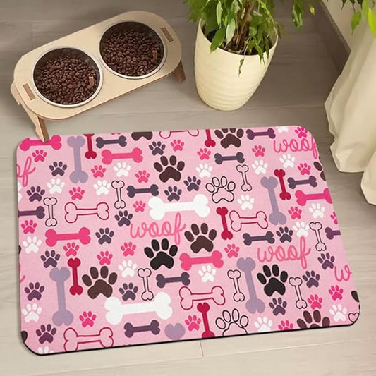 Dog Food Mats for Floors Waterproof, Pet Water Bowl Mats Pet Feeding Absorbent Placemats Pink 24 * 32 inch