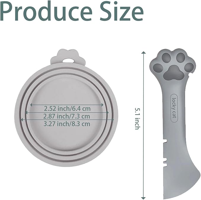 4 Pcs Pet Cans Supplies Set, Cat Food Can Lid Cover with Cute Paw Shape Opener Spatula Pet Wet Food Spoon Silicone Can Lids for Kitten Dog Cans
