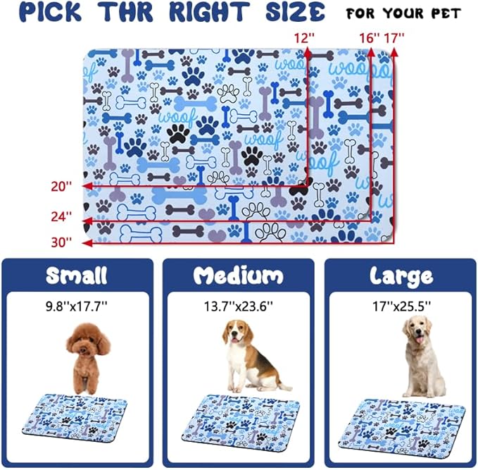 Dog Food Mats for Floors Waterproof, Pet Water Bowl Mats Pet Feeding Absorbent Placemats Blue 16 * 24 inch