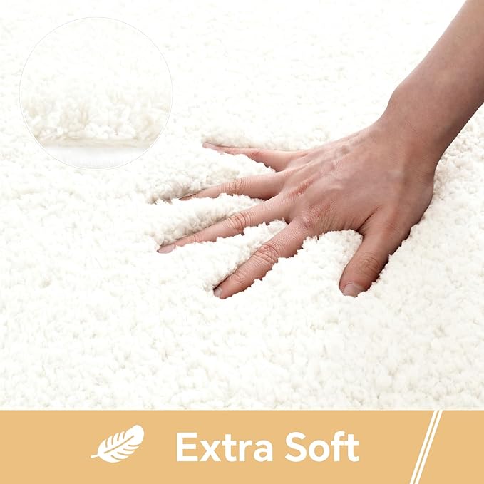 Cream Bathroom Rugs 24"x40" – Large Plush Microfiber Bath Mat, Soft Non Slip Floor Mat, Absorbent and Washable Rug – Perfect for Bathroom or Bedroom Use