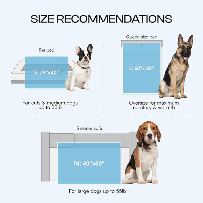 Luciphia Premium Cooling Dog Blanket for Small Medium Dogs Q-max>0.4 Washable Self-Cooling Cat Pet Mat Puppy Breathble Calming Throw for Beds Couches(Light Grey,60x80 inches)