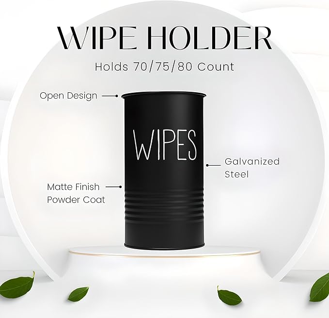 TEKHEUTEN Wipe Holder for Kitchen/Bathroom Counter, Disinfectant Wipe Container, Farmhouse Kitchen Decor, Vintage Countertop Wipe Storage Organizer Caddy, with Matte Black