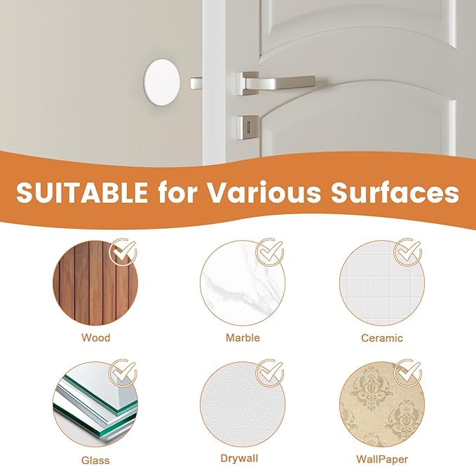Probrico White Silicone Door Stoppers, 3.15" Round Self-Adhesive Wall Protector 4 Packs, Not-Clear Bumper for Wall/Cabinet Door Protecting, Soft Silicone Crash Pads-Quiet Door Opening
