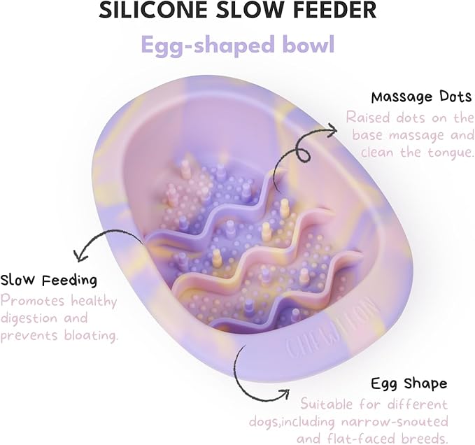 CHEWFFON Interactive Dog & Cat Lick Mat Bowls, BPA-Free Silicone Dog Slow Feeder with Suction Cups, Non Slip Food Bowl for Dogs and Cats, Reduce Anxiety, Dishwasher Safe, Lavender Purple Small
