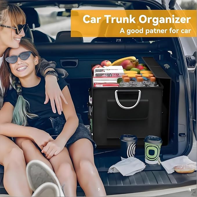 Oxford Material Car Trunk Storage Box Multifunctional Organizer Waterproof and Stain-Resistant Foldable Multi-Compartment Design with Handle for Car Trunk Storage Camping Gear Box Daily Storage.