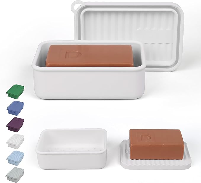 Extra Large Silicone Soap Case for 10oz Duke Cannon Bar Soap – Leakproof Travel Soap Holder with Self-Draining Lid - Large Capacity, Durable, Impact-Resistant, Stain-Resistant (Milky White)