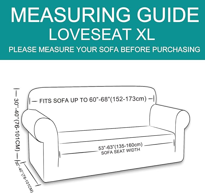 U-NICE HOME Oversized Stretch Loveseat Couch Cover Sofa Covers Washable Sofa Slipcover Furniture Protector for 2 Cushion Couch Sofa Pet Friendly, Blue