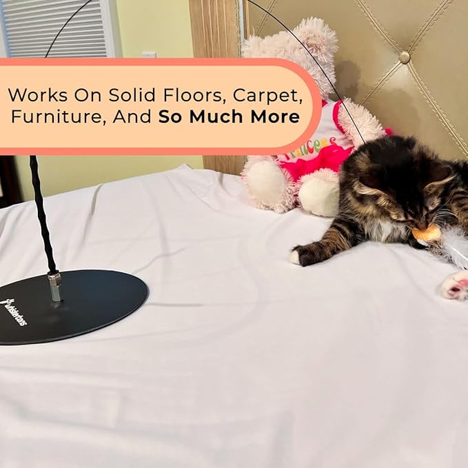 Whiskertons Interactive Bird Simulation Cat Toy Set, Interactive Cat Toys for Indoor Cats, Cat Feather Toy, Self-Holding Suction Base, 5 Replacement Birds, Feathers & Bells (Standard Hybrid Bundle)