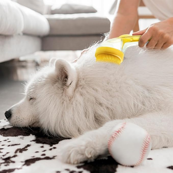Dog Bath Brush, Pet Grooming Massage Scrubber for Long and Short Hair, 2025 Model (yellow)