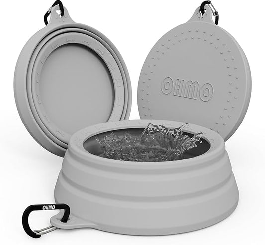 OHMO Spill Proof Collapsible Dog Water Bowl Large 34oz for Cars, No Splash Portable Bowls for Dog Travel, Pet Essentials for Road Trips, Cat Travel Accessories