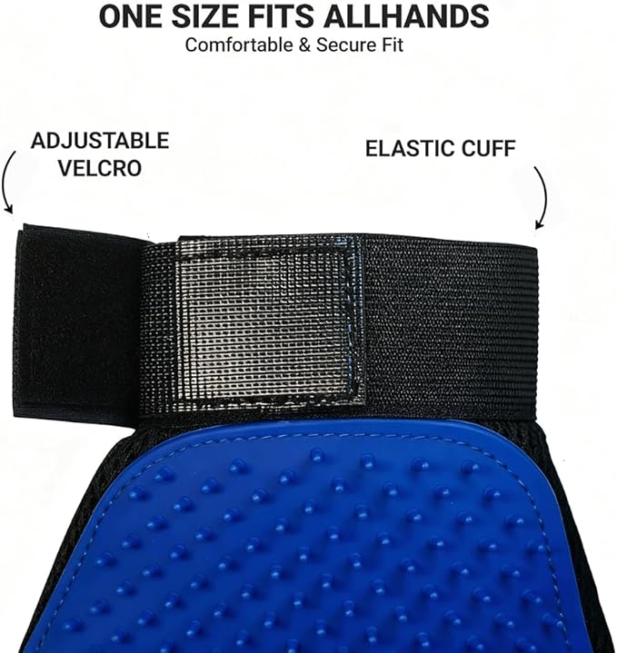 Pet Hair Remover Glove - Gentle Deshedding Brush Glove for Dogs & Cats - Enhanced Grooming & Massage Mitt for Long and Short Fur - Perfect for Shedding and Bathing (Blue)