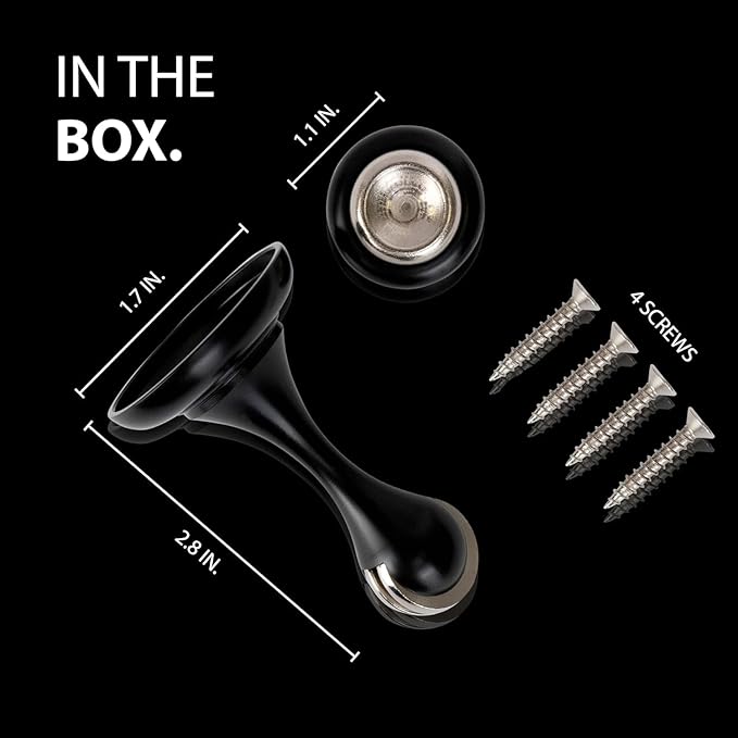 Mega Handles Magnetic Door Stopper, Scratch Free Magnetic Door Catch for Wall, Elegant Magnet Stopper for Floor or Wall - Satin Brass
