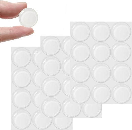 Glass Table Top Anti Slip Pads - Furnigear 3/4" Glass Table Top Bumpers Grippers Non Slip Sticker Self Adhesive Rubber Pad Feet for Cutting Board, Furniture, Laptop, Under Glass - Round Clear 36 Pcs