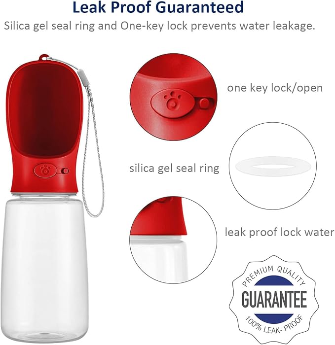 WePet Portable Dog Water Bottle with Food Container, 12 OZ + 6 OZ, Leak Proof Puppy Water Dispenser with Drinking Feeder for Pets Outdoor Walking, Hiking, Travel, Food Grade Plastic
