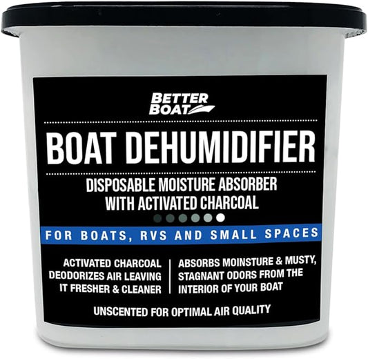 Moisture Absorber and Boat Dehumidifier, Charcoal Odor Remover for Damp Smell and Humidity, Unscented and Fragrance-Free, 1 Pack, Ideal for Basement, Closet, Home, RV, or Boating, No Refill Needed