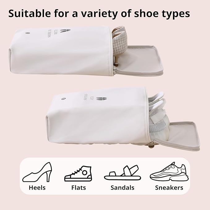 tianzong 2 Pack Shoe Bags for Travel, Water-resistant Shoe Storage Organizer with Zipper for Men and Women (Beige, T400-Beta)