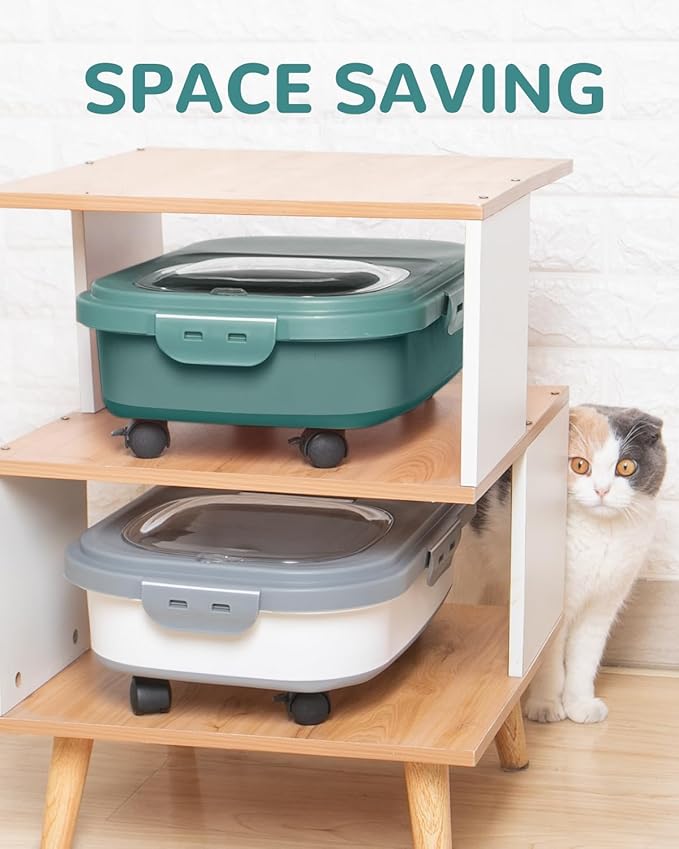 DDMOMMY 20-23 Lbs Dog Food Storage Container - Collapsible Dog Food Container with Attachable Casters and Scoop,Small Container, Pet Food Storage Containers to Keep Dry Food Fresh,Easy to Move