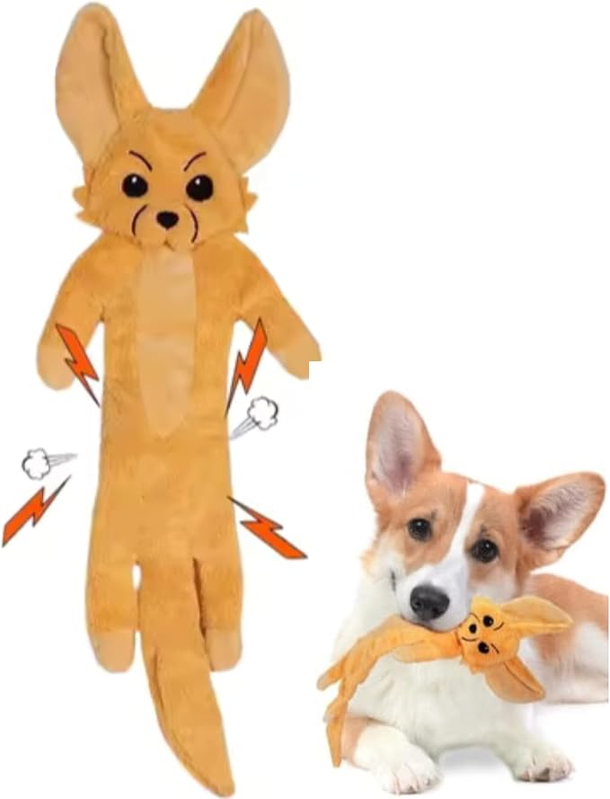 Fennec Fox Dog Toy – Squeaky & Crinkle Plush – Durable No Stuffing Chew Toy for Small Medium Large Dogs Puppies & Seniors – Interactive Safe Soft Toy for Tug Fetch Play – Tail Town