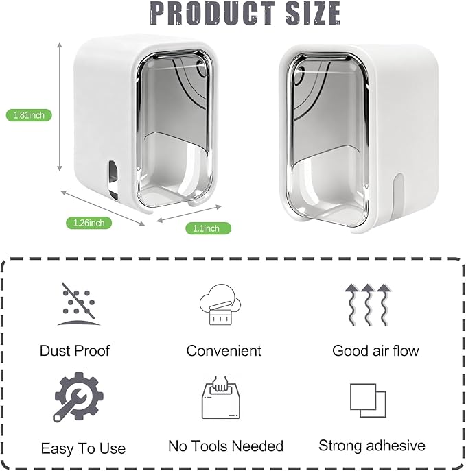 2 Pack Mini Toothbrush Holder Wall Mounted with Cover, Single Slot Toothbrush Storage Organizer for Shower, Compact Toothbrush Holders for Bathroom & Travel, Ideal for Family Tooth Brushes