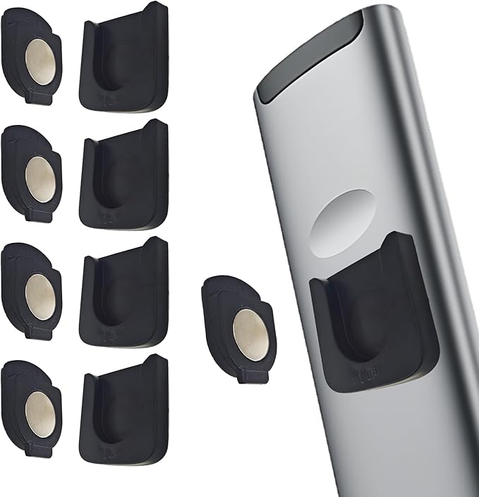 Magnetic Remote Control Holder Wall-Mounted Remote Holder Adhesive Strips Easy Installation for TV, Fan, and AC Remotes to Organize Home & Office (4 Pack)
