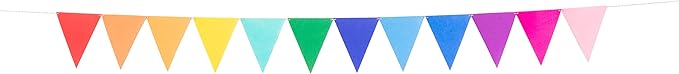 LOVENJOY 2 Assembled Rainbow Banners Felt Bunting Multicolor for Colorful Birthday Party Decorations