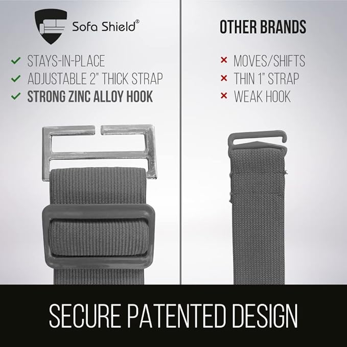 Sofa Shield Couch Slip Cover with Patented Strap, Cushion Protector, US Designed Reversible Stain and Dog Tear Resistant Slipcover, 70 inch Seat, Washable Covers for Dogs Pets, Seafoam Cream