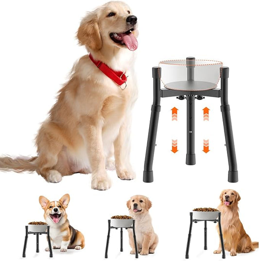 Elevated Dog Bowls Stand with Adjustable Height and Width [Stand Only], Raised Dog Bowl Stand, Elevated Pet Water & Food Feeder for Small&Medium Dogs, Adjustable Wide 6.3"-10.2", 3 Height Adjustment
