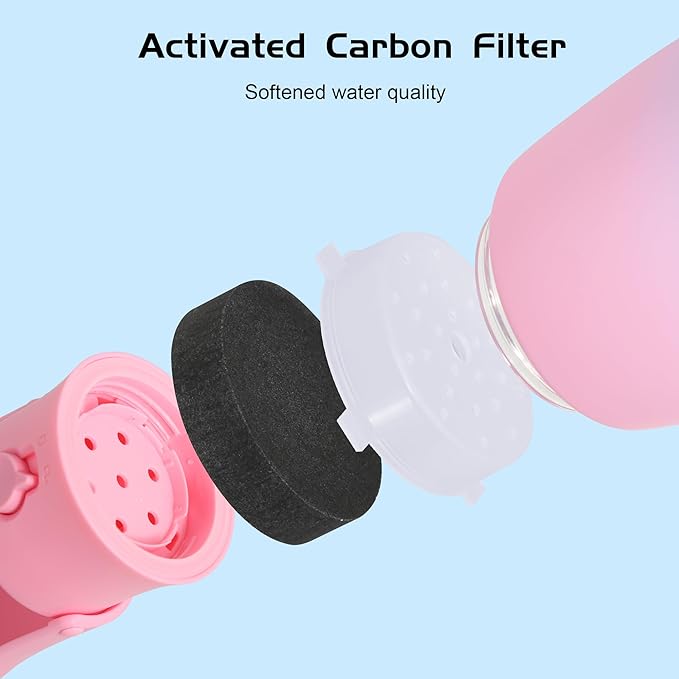 Dog Water Bottle, Travel Puppy Water Bowl, Leak Proof Portable Puppy Water Dispenser, Foldable Dog Water Bottle for for Pets Outdoor Walking, Hiking, Travel, Food Grade Plastic - 19oz Pink