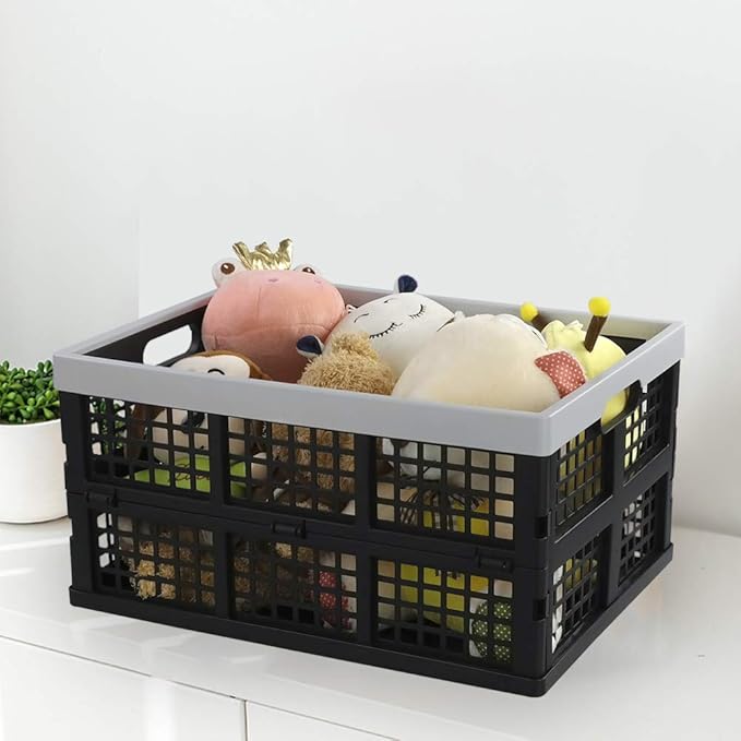 Doryh 34-Liter Collapsible Storage Crates/Stackable Storage Container Basket, Set of 4