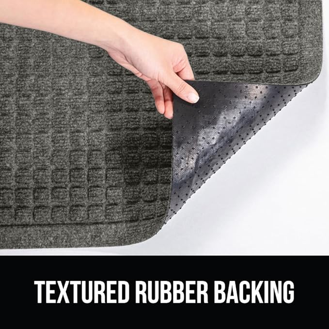 GORILLA GRIP Front Door Mat, 47x35, Indoor Outdoor Ultra Absorbent HydroAbsorb Doormat, Absorbs Up to 6 Cups of Water, Stain and Fade Resistant, Rubber Backing Doormats, Captures Dirt, Grey