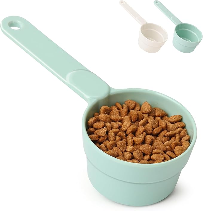 MSBC Measuring Dog Food Scoop - 1/2 Cup Scoop Measuring Cup for Dog Cat Ferret Rabbit Bird Food, Melamine Half Cup with Handle, Food-Grade 1/4 Pet Feed Scoop, Dishwasher Safe, Green