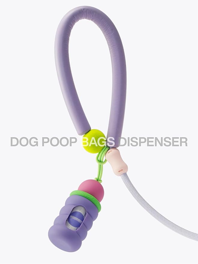Maogoublue Dog Waste Bag Dispenser Pet Poop Bags Holder for Leash Lightweight Doggie Waste Bags Dispensers with Leash Attachment Includes 15 Bags (Purple)