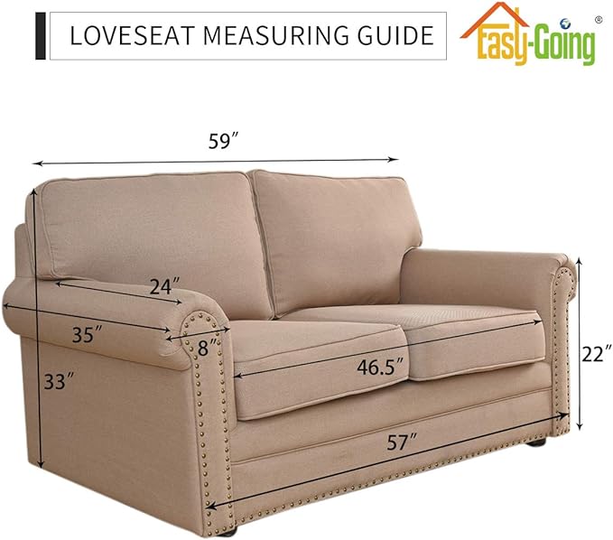 Easy-Going Reversible Loveseat Couch Cover for 2 Cushion Couch Sofa Cover for Dogs Water Resistant Furniture Protector with Foam Sticks Elastic Straps for Pet (Loveseat, Darkgray/Beige)