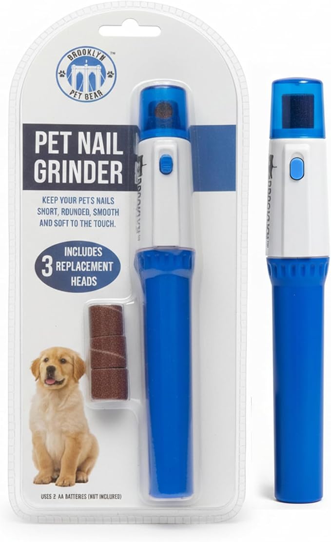 Brooklyn Pet Gear BPG Pet Grooming Tools for Dogs & Cats- Nail Grinder Low Niose Nail Care for Smooth Safe Dog Grooming- 3 Replacement Heads Included