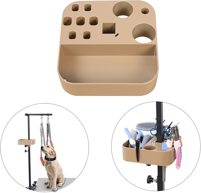Easy to Install Pet Grooming Arm Organizer with Multi-Compartment Storage - Adjustable Tool and Accessory Holder