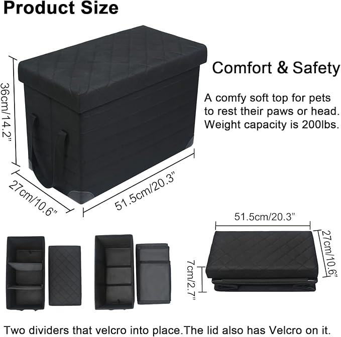 LIONROGE Car Back Seat Extender for Large Dogs up to 200lbs,Dog Car Back & Front Seat Extender with Storage,Prevent Your Dogs from Falling Off The Seat