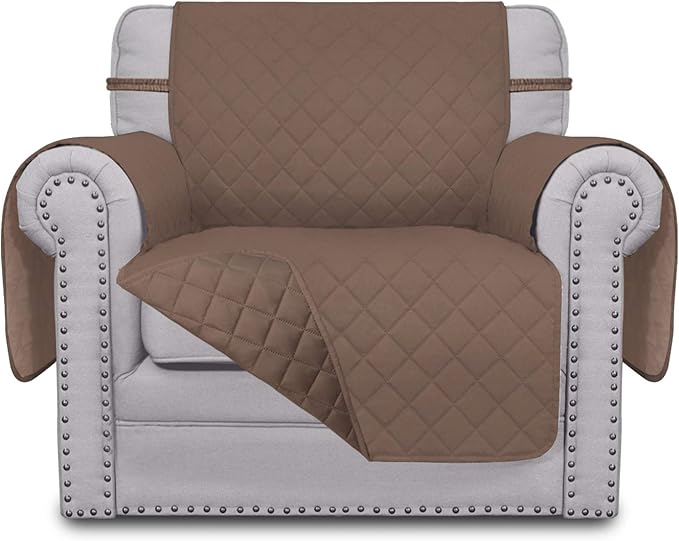 Easy-Going Chair Sofa Slipcover Reversible Sofa Cover Water Resistant Couch Cover Furniture Protector Cover with Elastic Straps for Pets Kids Children Dog Cat (Chair, Brown/Brown)