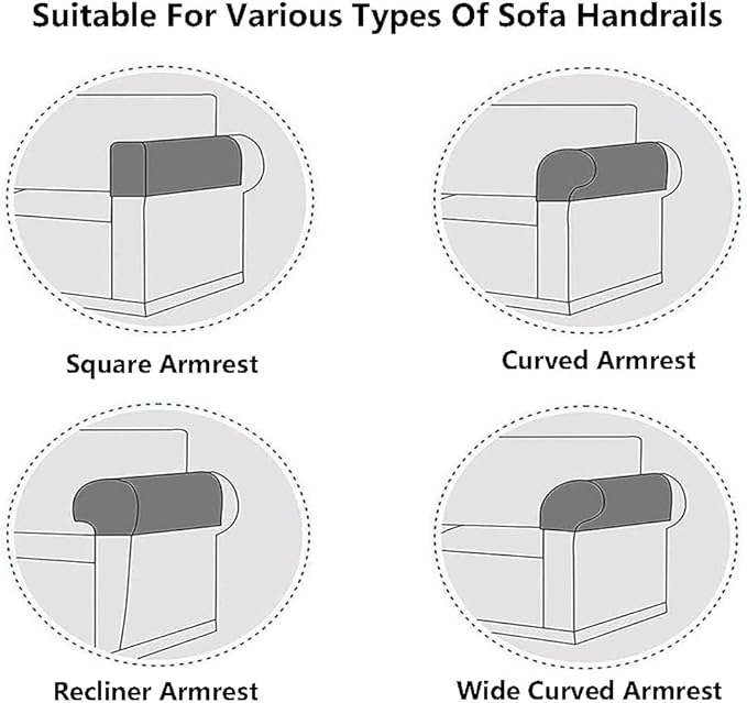 Soft Sofa Armrest Covers, Skin-Friendly Stretch Polyester Armrest Covers, Comfortable Scratch Resistant Sofa Armrest Cover for Square Armrest/Curved Armrest/Reclining Armrest, One Pair,Leather Brown