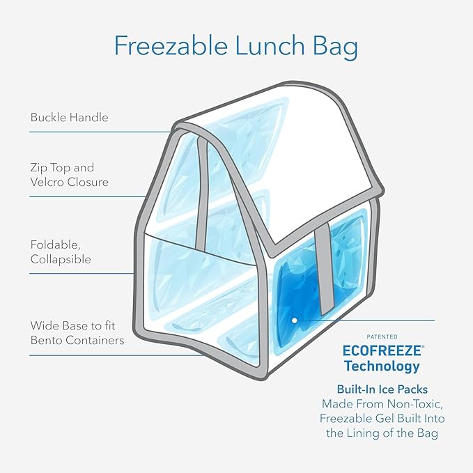 PackIt® Freezable Lunch Bag, Unicorn Dream Pink, Built with EcoFreeze® Technology, Foldable, Reusable, Zip and Velcro Closure with Buckle Handle, Designed for Work Lunch and Fresh Lunch On the Go
