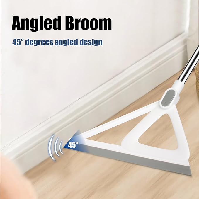 XXFLOWER Multifunction Silicone Broom，Squeegee Broom Sweeping Water and Pet Hair，Rubber Magic Broom Sweeper for Floor Bathroom Kitchen Shower，Rugs，Glass Windows（White）