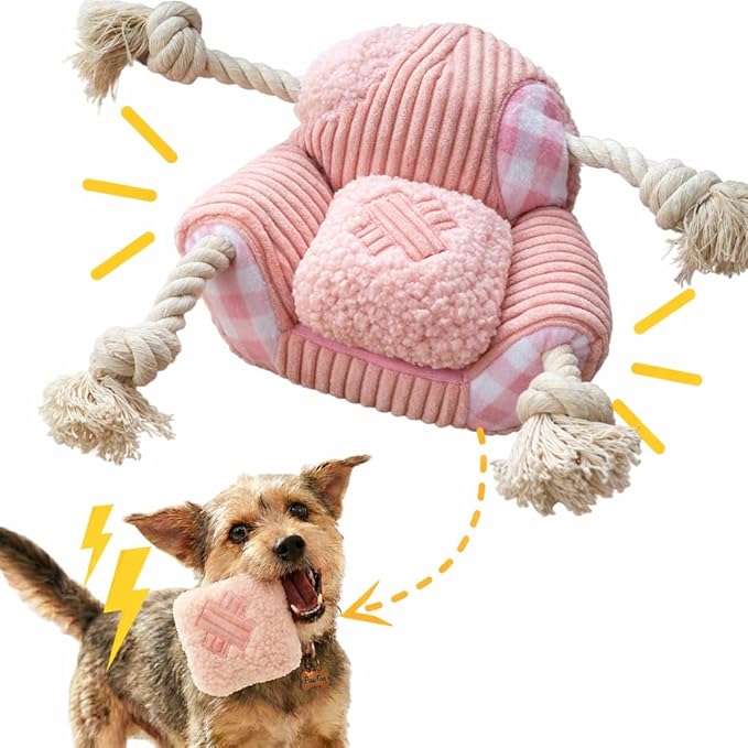 Squeaky Dog Toys, Durable Tug of War Chew Toys for Small, Medium and Large Dogs, Interactive Puppy Toy for Teeth Cleaning, Birthday Gift - Couch
