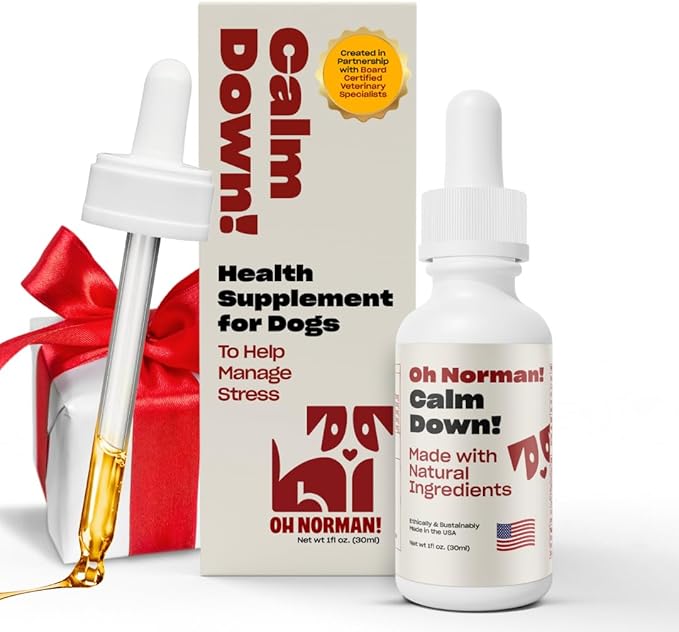 OH NORMAN! Calm Down! by Kaley Cuoco - All-Natural Calm Supplement for Dog Stress Relief - Vet Nutritionist Approved for All Life Stages and Breeds - 1 Fl Oz Calming Supplements for Dogs