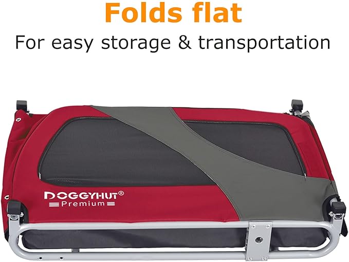 DOGGYHUT® Premium XL Pet Bike Trailer for Large Dog or Multiple Small Dogs, Up to 100 lbs,Dog Bicycle Carrier,Low Center of Gravity,Easy Folding Frame Cart