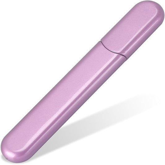 Premium Glass Nail File with Case, Crystal Diamond Salon Best Beauty Nail Buffer for Natural and Acrylic Nails Christmas Gift for Woman and Man,Light Purple