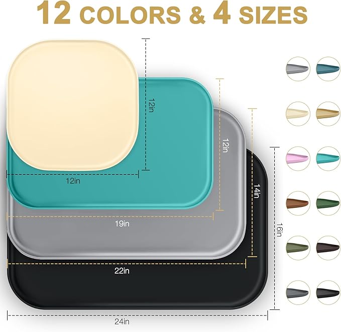 SMILOOL Silicone Pet Feeding Mat with Raised Edge for Food and Water, Dog Bowl Mats, Cat Bowls Placemat with High Lip for Floor Waterproof, Rubber Tray for Cats and Dogs 12 x 12 x 0.7 Honey