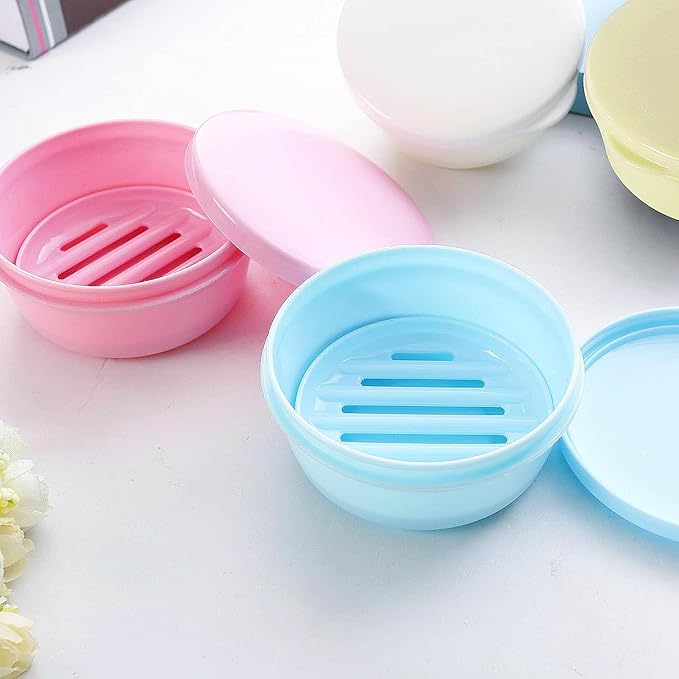 Round Travel Soap Case for Valentines Day - 4 Pack Bar Soap Holder, Travel Soap Container with Lid for Camp, Gym, Hiking - Keeps Toiletries Organized