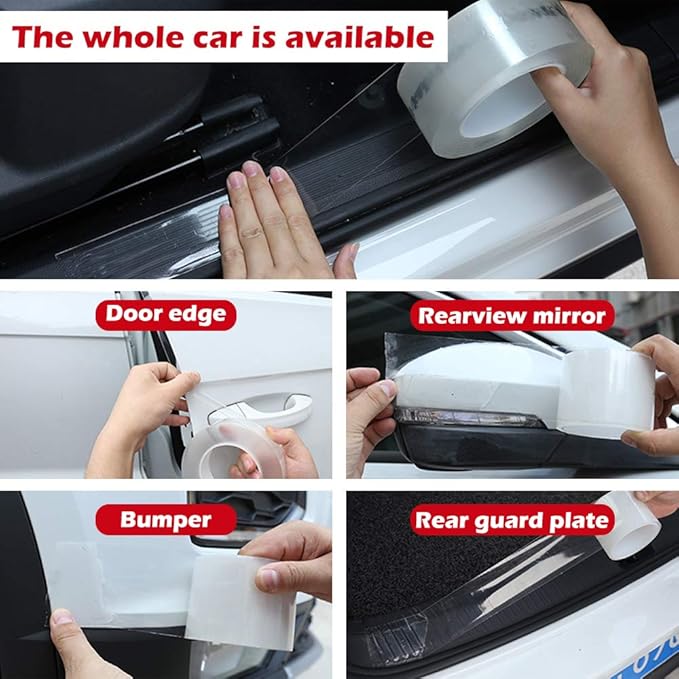 CloudBuyer Universal Door Edge Protector, Clear Sill Guard Film with Anti-Collision Protection for Vehicles (33Ft x 2In, Transparent)