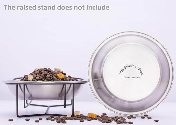 BiteKing Stainless Steel Cat Bowls 4 Pack, Whisker Fatigue Relief Cat Food Dish, Metal Shallow Wide Large Replacement Plate for Dog and Pet, Ideal for Raised Elevated Pet Feeding Station Stand, 7.1"