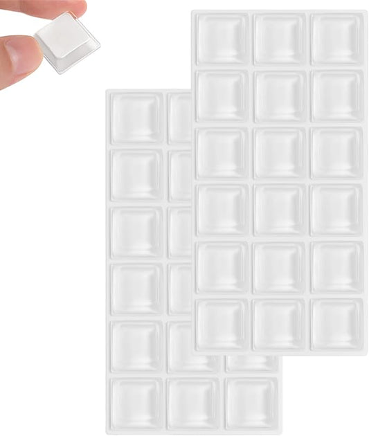 Furnigear Rubber Feet Self Adhesive Rubber Pads Door Bumpers Large - Stick on Rubber Feet for Electronics, Speakers, Furnitures, Appliances, Audio Equipment, Laptop - Tall Square (36pcs), Transparent